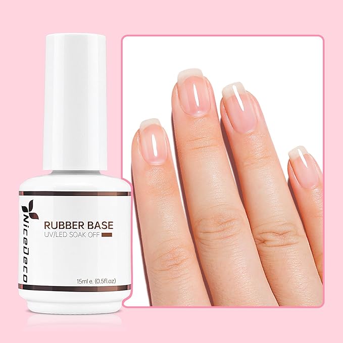 Nicedeco Hema Free Clear Rubber Base Gel Polish for Nails U V Cruelty Free Vegan Color Base Gel Nail Polish 15ML