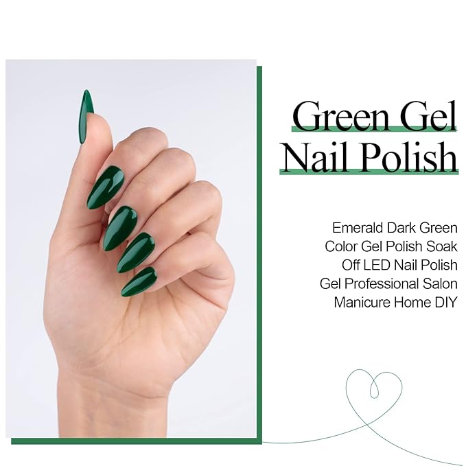 Imtiti Green Gel Nail Polish, 0.5 fl oz Emerald Color Soak Off Polish for Nail Art Manicure Salon DIY, Lamp Design Christmas Decoration