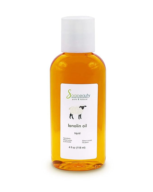 LANOLIN OIL Cold Pressed Unrefined | 100% Natural Available in Bulk | Carrier for Essential Oils, Face, Skin, Hair Moisturizer, Soap Making | (4 oz)