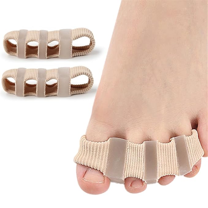 Toe Separators Toe Spacers, Bunion Corrector Hammer Toe Straighteners, Gel Toe Spreaders Toe Cushion Sleeves, for Toe Alignment, Crooked Overlapping Toes, Hallux Valgus Plantar Fasciitis (4 Holes)