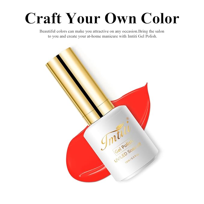 Imtiti Neon Gel Nail Polish, 0.5 Fl Oz Neon Red Gel Polish Soak Off LED U V Nail Gel Polish Spring Summer Gel Nail Polish DIY Nail Art Starter Manicure Salon Gel Nail Kit