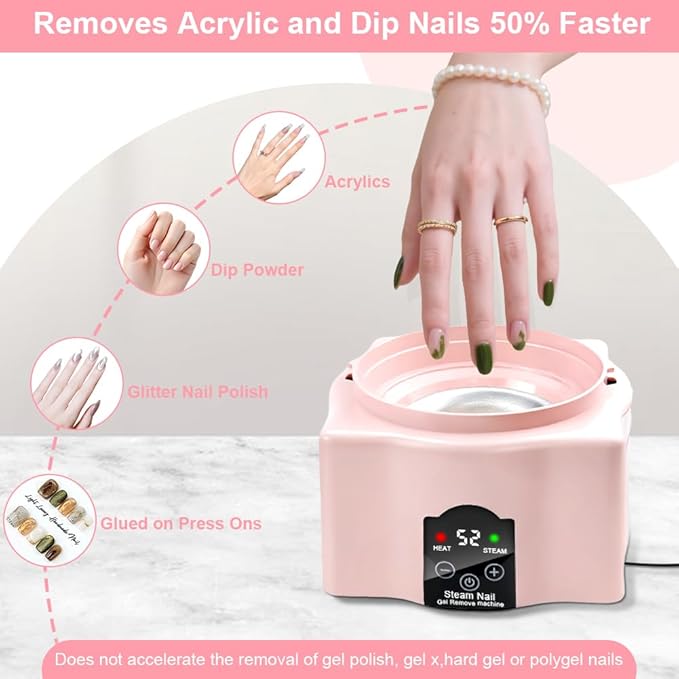 Nail Soaking Bowl with Nail Care Kit, Abnaok Gel Nail Polish Remover Machine Nail Steamer Remover Gel Polish Removal Electric Acrylic Nail Remover Soak off Bowl for Salon Home