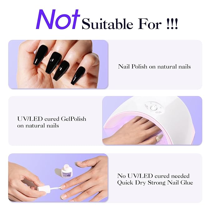 Gellen Nail Glue Remover for Press on Nails, 40ML UV Glue Remover, Non-Acetone Gentle Off for False Tips, Odorless Easy Debonder, Not for Gel Polish