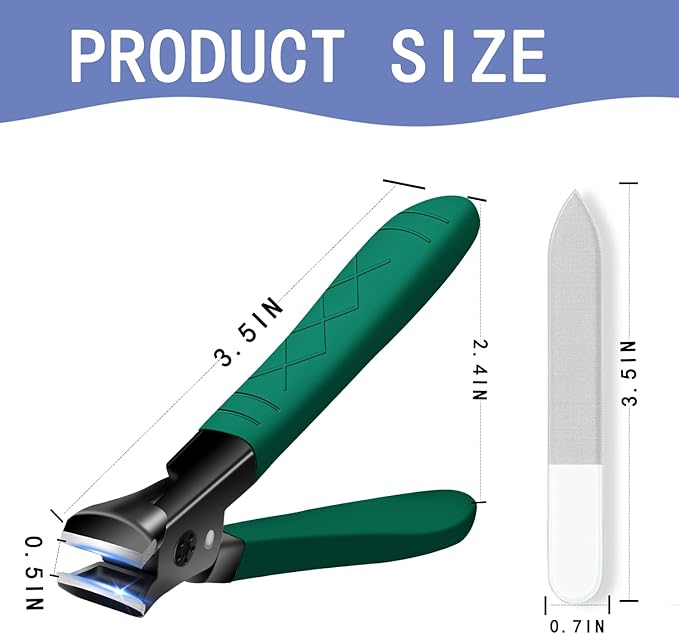 Stainless Steel Nail Clippers for Thick Nails - Wide Jaw Toe Nail Trimmer With Long Handle for Seniors, Men and Women - Salon and Home Use