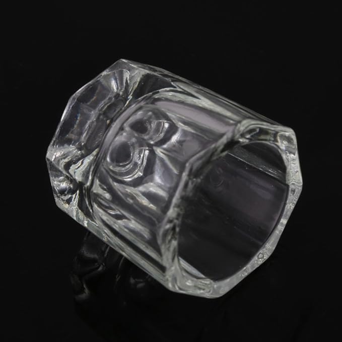 2PCS Nail Dappen Dish Acrylic Powder Holder Glass Nail Dampen Dish Liquid Cup for Acrylic Nail Clear Crystal Nail Jar(2 pcs no lid)