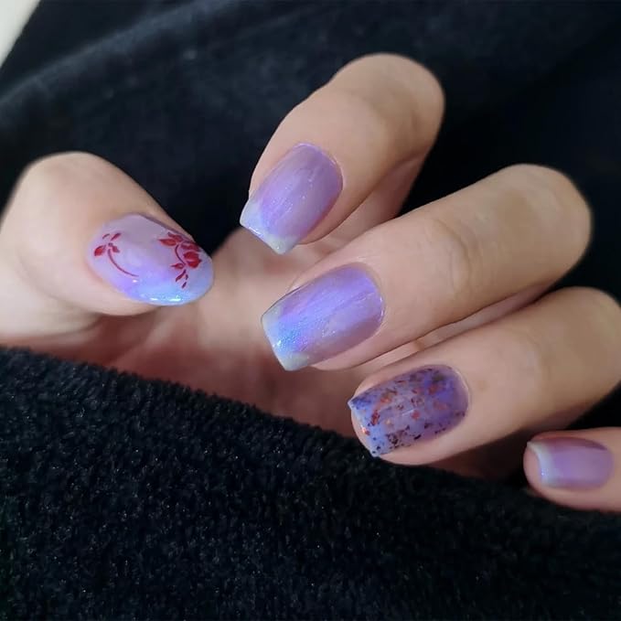 COSMOO Blue Shimmer Nail Polish, Shimmer Blue Long-Lasting Quick Dry Nail Lacquer, Shimmer Iridescent Nail Art Varnish