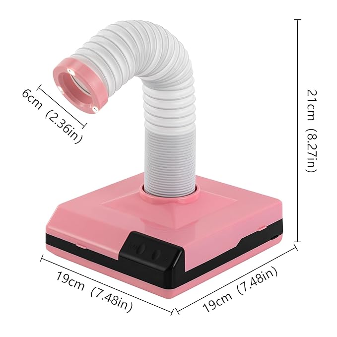 MOCHAG 60W Dental Polishing Dust Collector, Dentistry Vacuum Cleaner Dust Collector Fan Vacuum Cleaner with Fan and LED Dual Function, Polishing Suction Machine for Dental Lab (Pink)