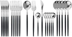JASHII Flatware Serving Set 24 Piece, Stainless Steel Silverware Set, Titanium by JASHII