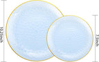 Rubtlamp 100Pcs Blue Gold Plastic Plates, Hammered Plastic Plates Include 50 - Image 2