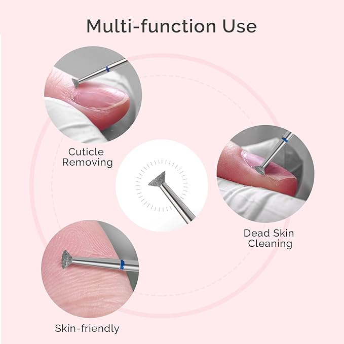 MelodySusie 4mm Inverted Tapered Cuticle Clean Nail Drill Bit 3/32'', Professional Safety Carbide Diamond Under Nail Cleaner for Cuticle Dead Skin Nail Prepare, Beginners Bits, Series Bit-S, Medium