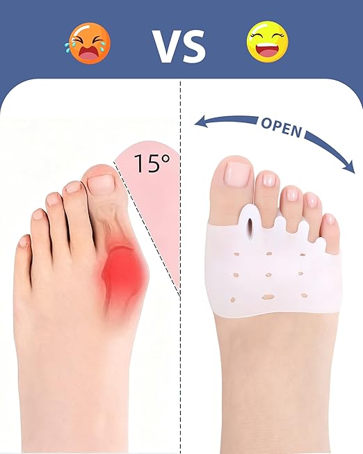 Silicone Toe Separators, Spacers Bunion Corrector for Women Men, Toe Straightener,Breathable Soft and Comfortable Silicone Foot Cushions (4 Pairs)
