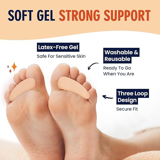 Dr. Frederick's Original Hammer Toe Corrector Gels - 2 Pairs - All-Day Relief for Crooked & Overlapping Toes - Soft Cushioning - Symptomatic Support for Toe Alignment - Beige - 3 Loop Design