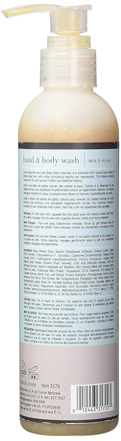 Cuccio Body Butter Wash – Milk & Honey – Silky Hand & Body Detox Wash, 8 oz (Hydrating Cleanser for Soft, Moisturized Skin)