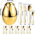 24pcs Stainless Steel Flatware Set, Rose Shape Cutlery Set, Mirror Polished - Image 8