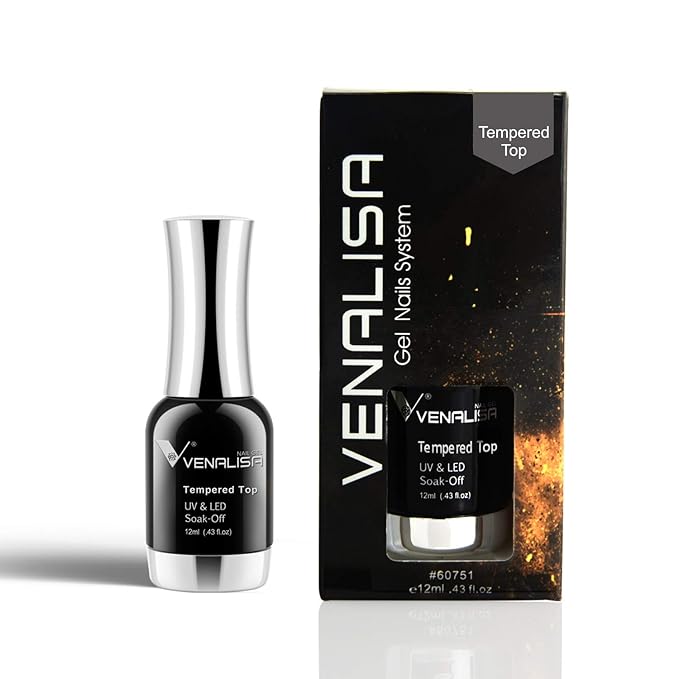 VENALISA 12ML No Wipe Tempered Top Coat, Scratch Resistant Long Lasting High Gloss Soak Off Clear Gel Nail Polish Top Coat 0.43 OZ