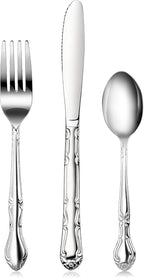 New Star Foodservice Rose Pattern Stainless Steel Flatware Set, 3-Piece Set by NewStarFoodservice