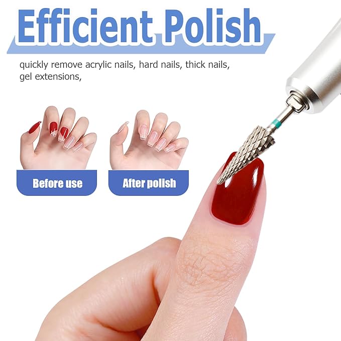 Mesee 5 Pieces Tapered Nib Nail Drill Bit Set, 3/32'' Carbide Tungsten Multi-function Bits Professional Electric Cuticle Drill Bits for Acrylic Gel Nails Polish Cuticle Removal