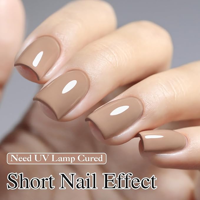 Double Rhythm Gel Polish 15ML Jelly Sheer Pastel Light Milky Color Pearl White Bottle 1 PC 0.5 OZ Full Size Nail Art Salon at Home (Deep Khaki-D1468)