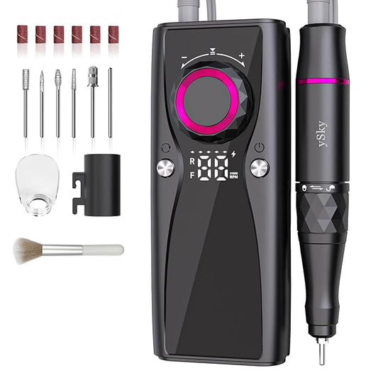 Electric Nail Files, 45000 RPM Professional Nail Drill for Acrylic Nails Gel, Adjustable Speed E File for Nails, Cordless Rechargeable Nail Drill Kit for Manicure Salon Home