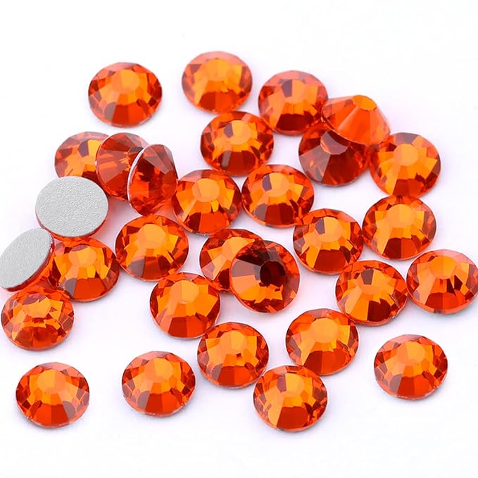 Novani Crystal Rhinestones, Flatback Loose Gemstones 1440pcs Glass Rhinestones for Clothes Shoes Crafts Makeup Nail Art and DIY Decorations(SS16, Orange)