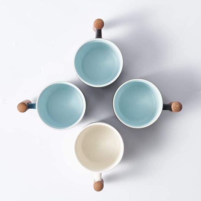 Ceramic Espresso Cups with Wooden Handle Espresso Shot Cups Ceramic Tea Cups - Image 6