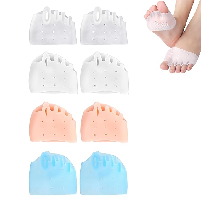 Toe Sleeves, 4 Packs Cove Silicone Toe Separators for Women & Men, Breathable Soft and Comfortable Gel Foot Cushions, Ideal for Daily Wear (4 Pairs, Multiple Colors）