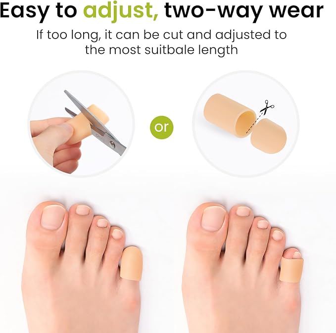 Bukihome 8 Pcs Gel Toe Cap, Pinky Toe Protector for Women Men - Cushions and Protects to Cover Toes, Relief Toe Pain from Ingrown Toenails, Corns, Blisters, Hammer Toes (Small Size)