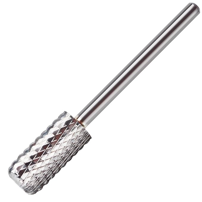 QUNZHAO Nail Drill Bits Dust Droof Bit Tungsten Steel Fast Remove Acrylic or Hard Gel 3/32" Shank - Manicure, Nail Art, Drill Machine (Coarse - C, Silver)