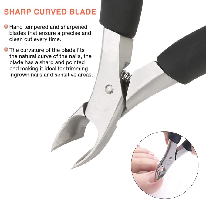 BEZOX Thick Toenail Clippers - Precision Large Toe Nail Clipper for Thick Nails, Comfort Grip Fingernail Clipper, Ergonomic Long Handle Nail Cutter, Professional-Grade Stainless Steel