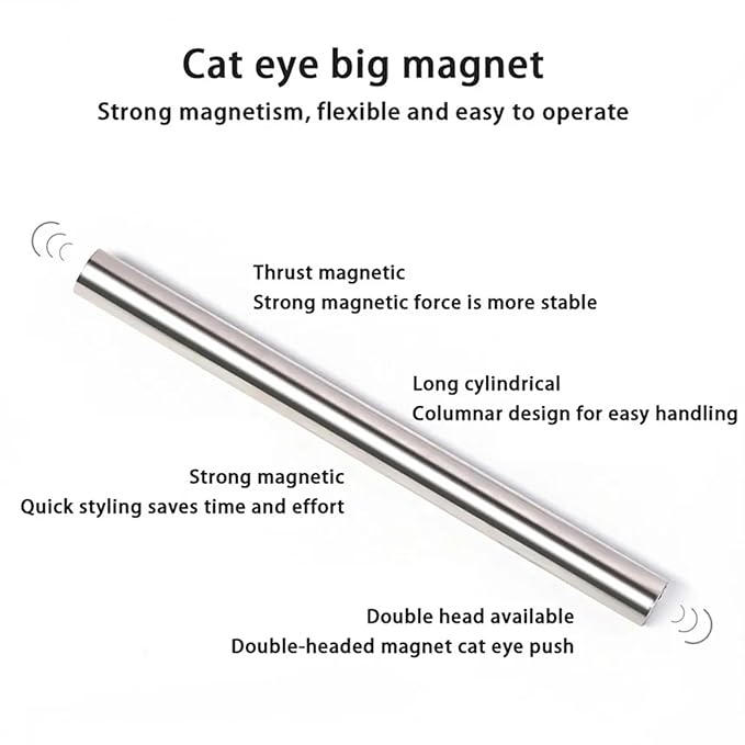 4 Pieces Extra Large Cylindrical Cat Eye Magnet for Nails Double-Head Magnetic Gel Polish Stick Multi-Function Nail Magnet Strong Magic Cat Eye Manicure Design Tool