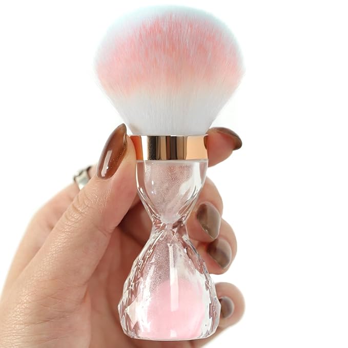 Nail Dust Brush for Acrylic Nails,Soft Brush Nail Art Dust Powder Remover Brushes,Manicure Brush Clean Up Tools for Home Use or Salon Nail Art Brush(Hourglass Pink)