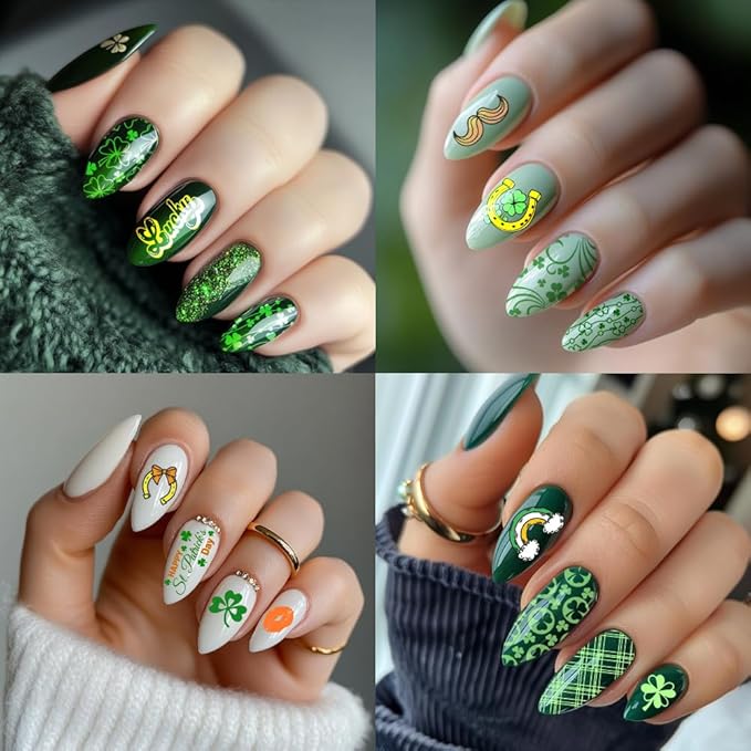PH PandaHall 5pcs Nail Stamping Plates for St. Patrick's Day, Shamrock Nail Art Templates Leaf Clover Flower Nail Art Stencils Stainless Steel Nail Plates for Holiday Nail Design Print Manicure Salon