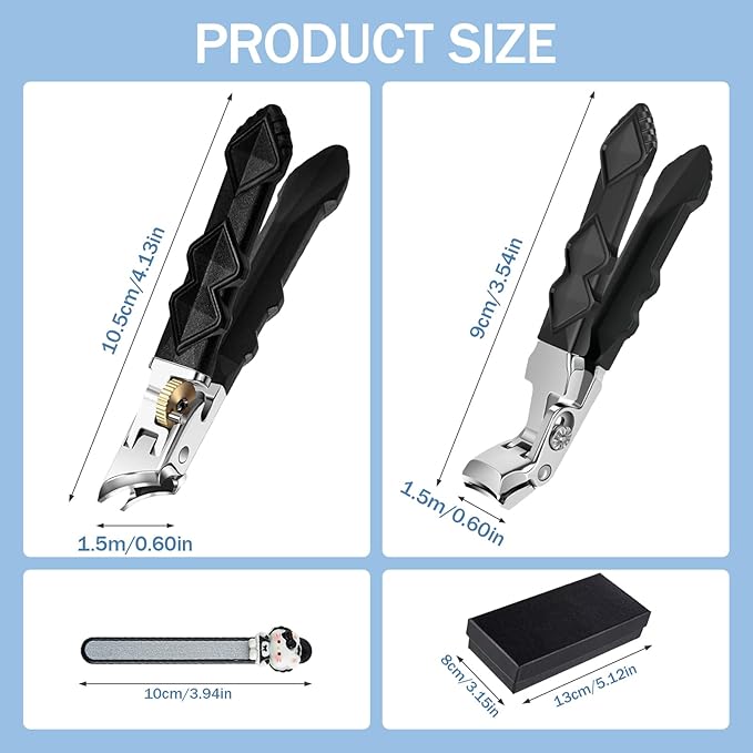 (1SET) 2025 New Orthoclip Toe Nail Clippers，New Ultra Sharp Stainless Steel Wide Jaw Opening Anti-Splash Slanted Nail Clippers of Oblique and Flat Mouth,Thick Nails, Fingernails & Toenails