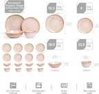 Highland 16pc Dinnerware Set, Unique Organic Shape Double Bowl， Stoneware Plate - Image 2