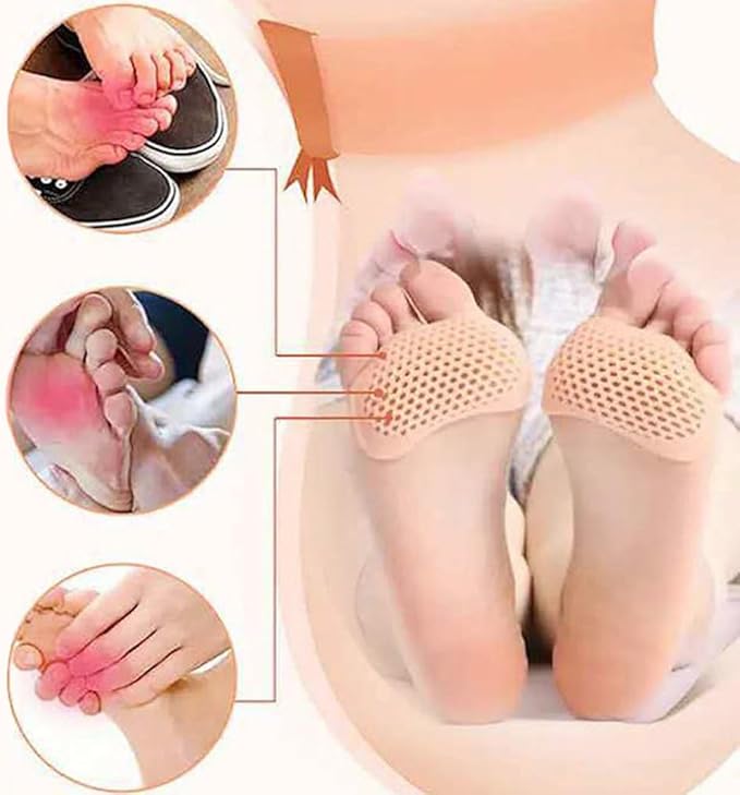 3 Pack Metatarsal Pads for Women and Men, Gel Toe Pads Cushions Forefoot Insoles, Ball of Foot Protect Mortons Neuroma Callus Foot Pain Relief Bunion Silicone Inserts (White, One Size fit All)