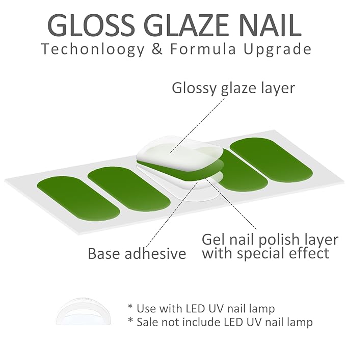 MOMSON Semi Cured Gel Nail Strips - 20 Real Gel Nail Polish Stickers/Full Nail Wraps - Art Manicure Kits for DIY at Home, Salon-Quality, Easy to Apply & Remove (Rose)