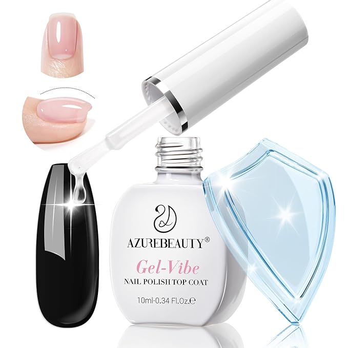 AZUREBEAUTY Natural Top Coat Nail Polish – Clear, Quick Dry, Long Lasting, Glossy Shine, Air Dry Formula, Smooth Finish, Nail Lacquer for Manicure & Nail Art, Salon-Quality