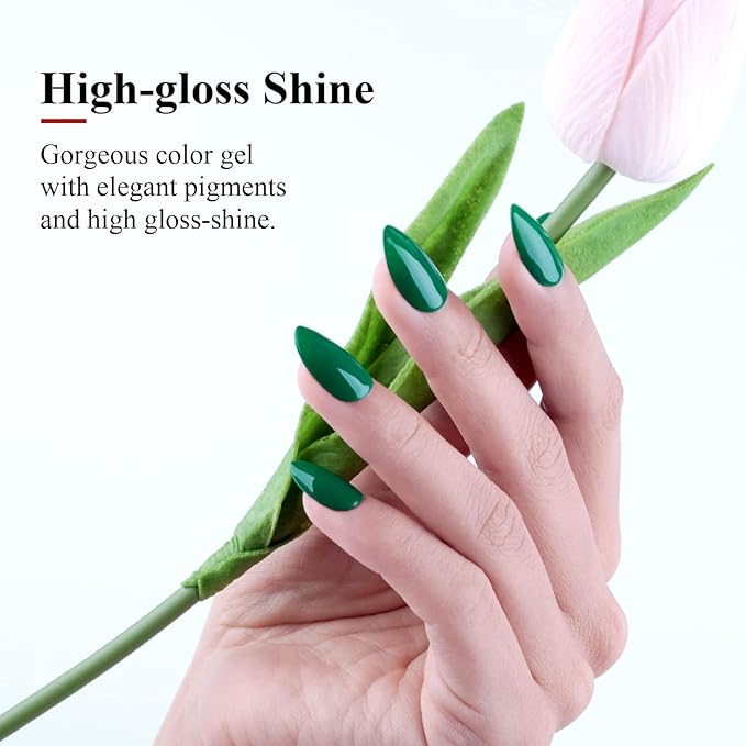 Imtiti Gel Nail Polish,1 Pcs 0.5 Fl Oz Emerald Green Gel Polish No Need Base and Top Coat 3 in 1 Gel Nail Polish Kit, Soak Off LED U V Nail Gel Polish Nail Art Starter Manicure Salon Gel Nail Kit for Women Girls