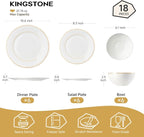 18Pcs Gold Trim White Bone China Set, Service - Image 2