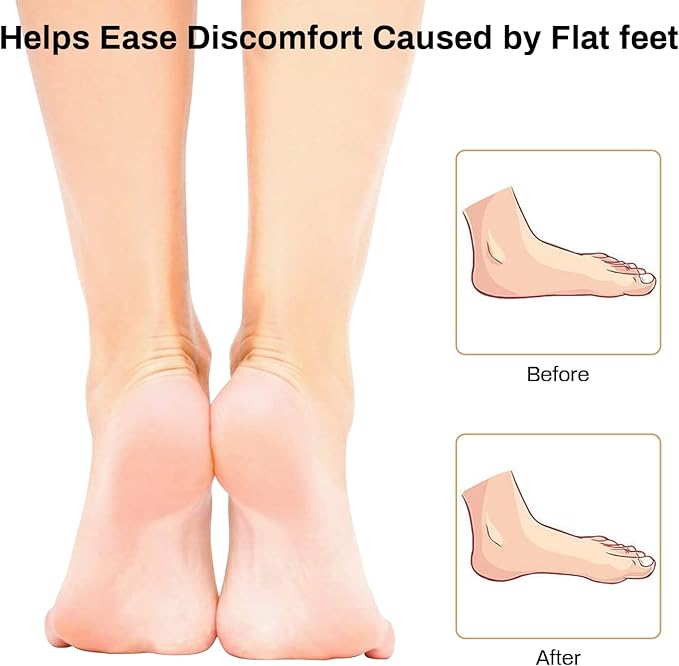 Correct-Position Gel Arch Support Insoles: Plantar Fasciitis & Flat Feet Relief, Adhesive Foot Pads for Pressure-Free Comfort- 6 Pairs