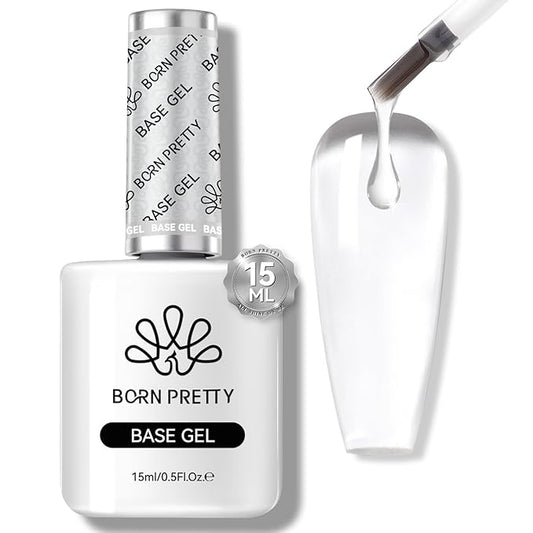 Born Pretty Gel Nail Polish No Wipe Base Gel Coat,15ml for Gel Nail Polish Soak Off LED Nail Lamp Gel Base Gel Upgraded Formula Long-Lasting DIY Home and Nail Salon
