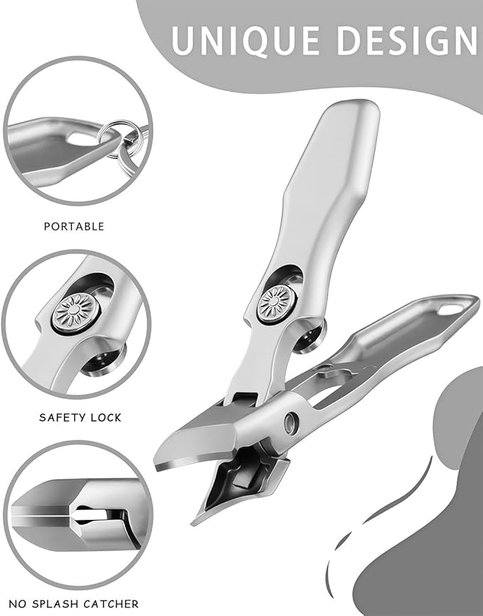 Nail Clipper Set,Straight Blade Nail Clippers for Thick Toenails, Professional Stainless Steel Fingernail Toenail Clippers for Men