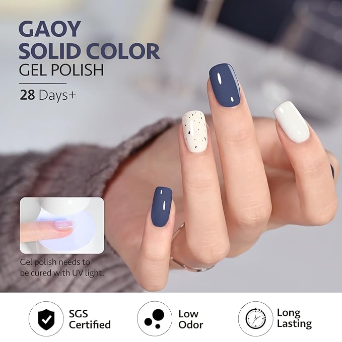 GAOY Blue Gel Nail Polish, 16ml Soak Off Gel Polish, UV Light Cure for Nail Art DIY Manicure at Home, 2021 Misty Blue