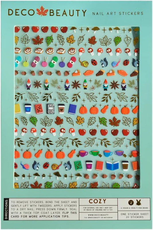 Deco Beauty Cozy Nail Stickers - Lightweight & Easy-to-Apply Nail Art with Cute & Trendy Designs - Durable & Long-Lasting Nail Stickers for Women, Ideal for DIY Manicures