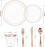 bUCLA 300PCS Rose Gold Plastic Dinnerware - Image 2