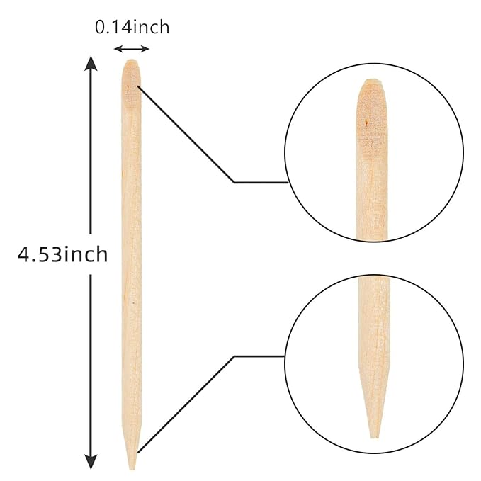 Maitys 200 Pieces Orange Sticks for Nails 4.53 Inch Wooden Cuticle Pusher Remover Double Sided Multi Functional Wood Manicure Pedicure Tool for Home and Salon
