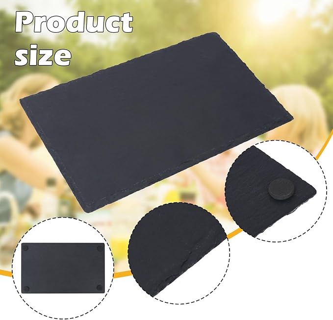 7 Pack 10 x 6 Inch Slate Cheese Boards, Black Rectangle Slate Charcuterie Boards, Natural Charcuterie Stone Plates for Parties, Gifts, and Special Events, Cheese, Sushi, Food.
