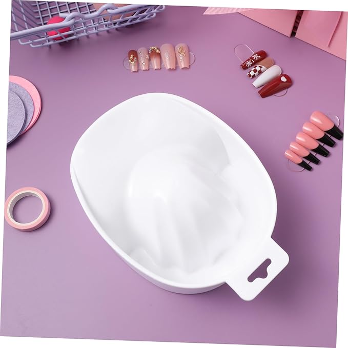 Mikinona Rectangular Soaking Bowl Nail Removal Tool White Nail Art Bowl Manicure Care