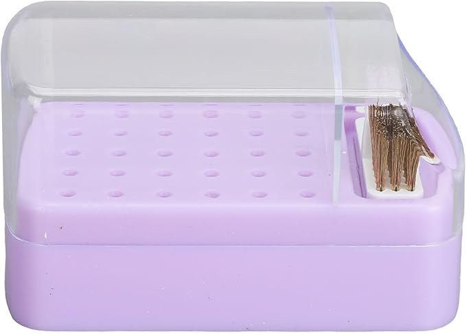 Dioche Nail Drill Bit Holder Stand, Dust Proof Storage Container Box Case Organizer for Home Use or Nail Salon with 30 Holes, Gold ( 3)