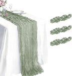 3 Pack Sage Green Cheesecloth Table Runner 21 x 120 Inch Boho Gauze Sheer Table by Unknown